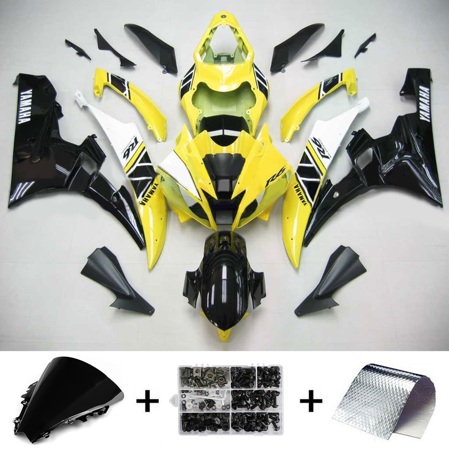 Amotopart Yamaha 2006-2007 YZF 600 R6 Kit di rivestimento giallo nero