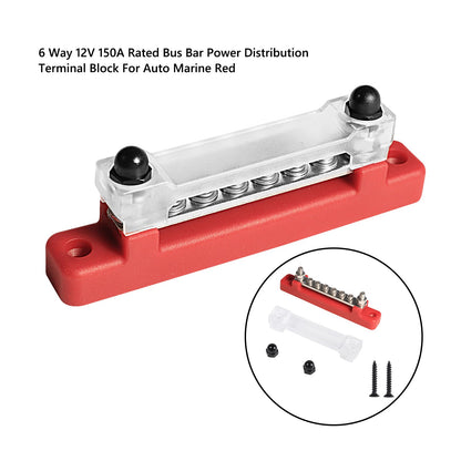 6 Way 150A Morsettiera di distribuzione Car Marine Boat Holder Cover 48V Bus Bar
