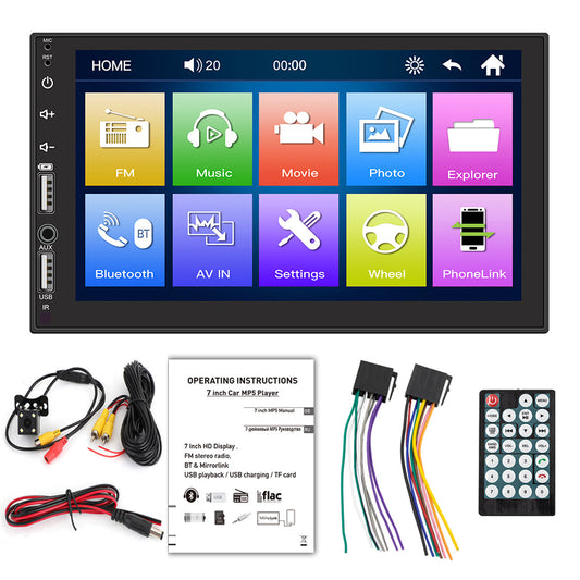 Radio stereo per auto con touch screen Bluetooth doppio USB da 7 pollici MP5 FM/AUX + fotocamera