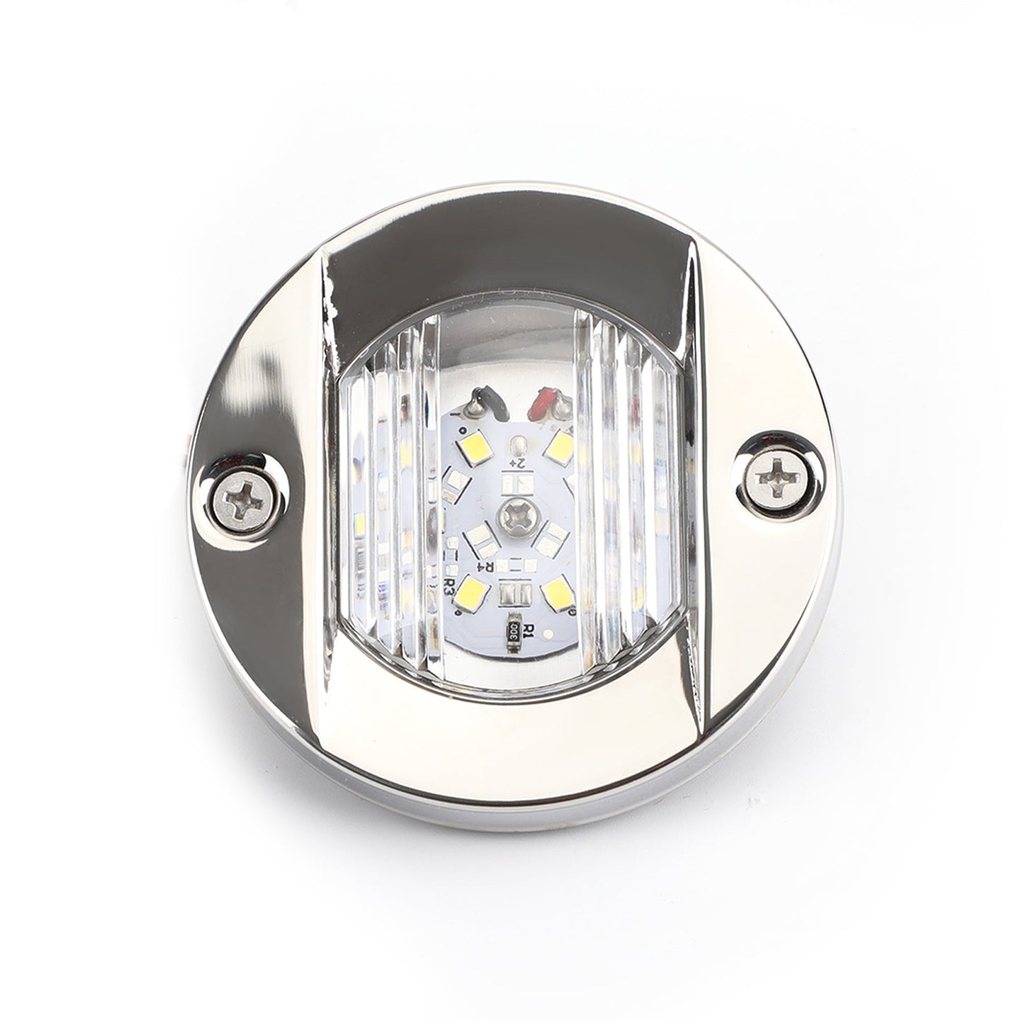 2PCS LED Marine Boat Yacht Specchio di poppa Cromo Ancora Luce di poppa Rotonda 2835-SMD 12V