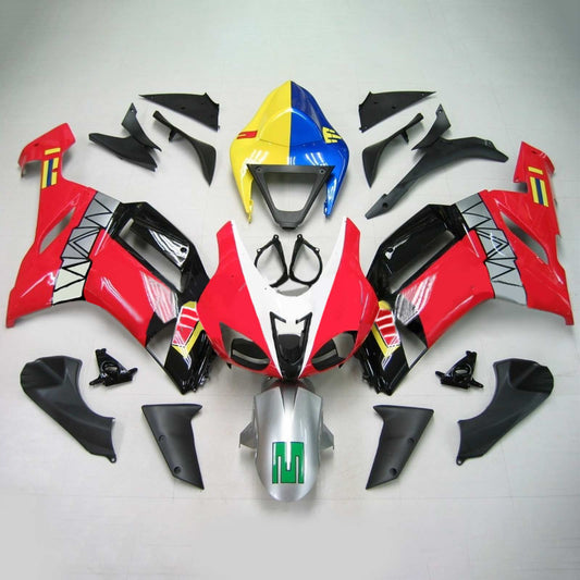 Amotopart Kawasaki 2007-2008 ZX6R 636 Kit di design colorato rosso