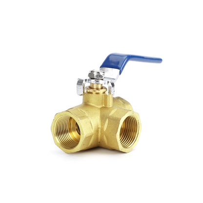 Maniglia a leva con attacco a L femmina a 3 vie Maniglia a leva 3/4" NPT in ottone forgiato