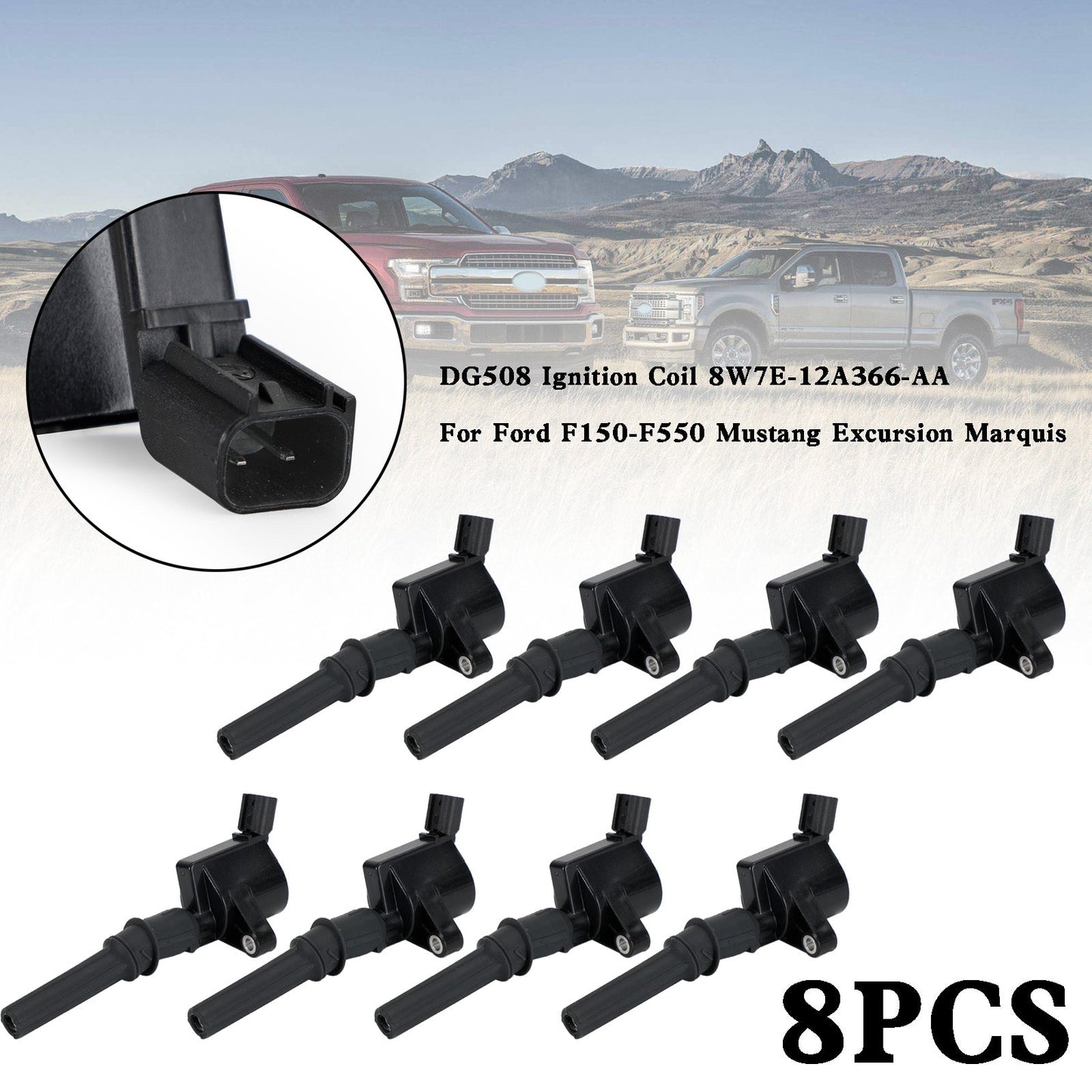 8x DG508 Bobina di accensione 8W7E-12A366-AA Per F150-F550 Mustang Excursion Marquis Generico