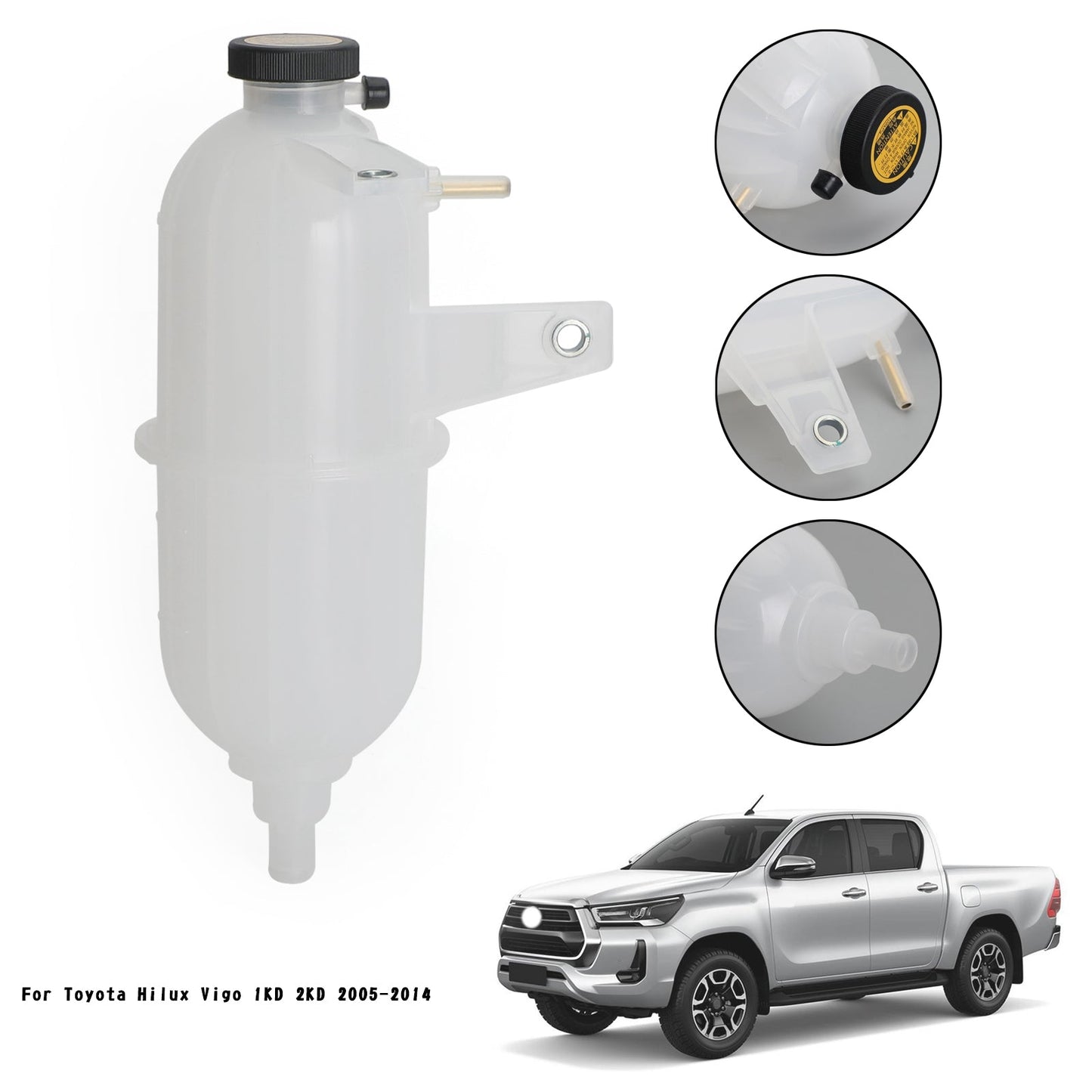 Serbatoio del refrigerante della bottiglia di troppopieno del radiatore adatto Toyota Hilux Vigo 2KD 2005-14 Pick-up generico