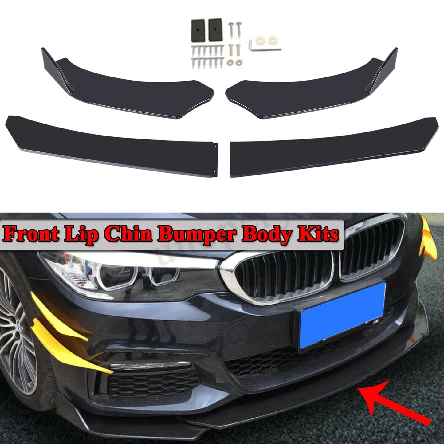 4PCS Kit corpo labbro paraurti anteriore universale Spoiler Fit GMC Honda Civic BMW Benz