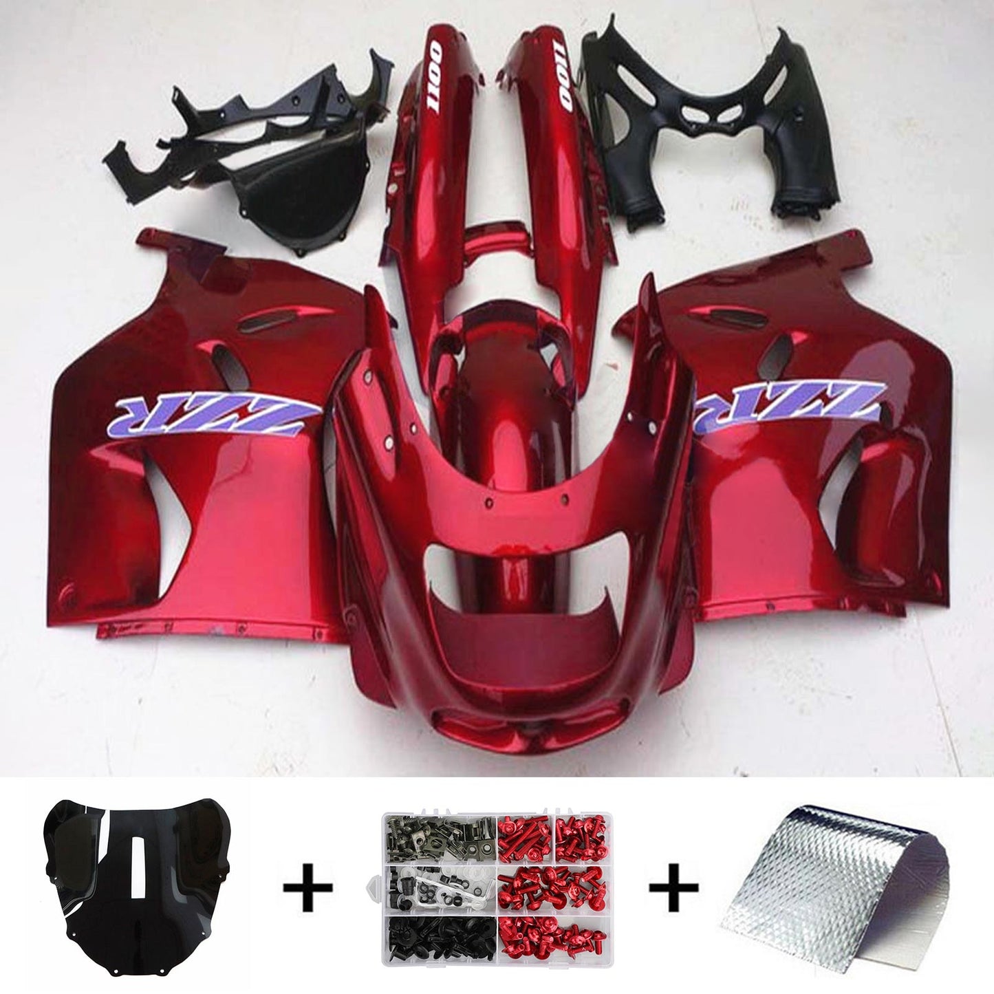 Amotopart Kawasaki ZZR1100 1993-2003 Kit carena Carrozzeria Plastica