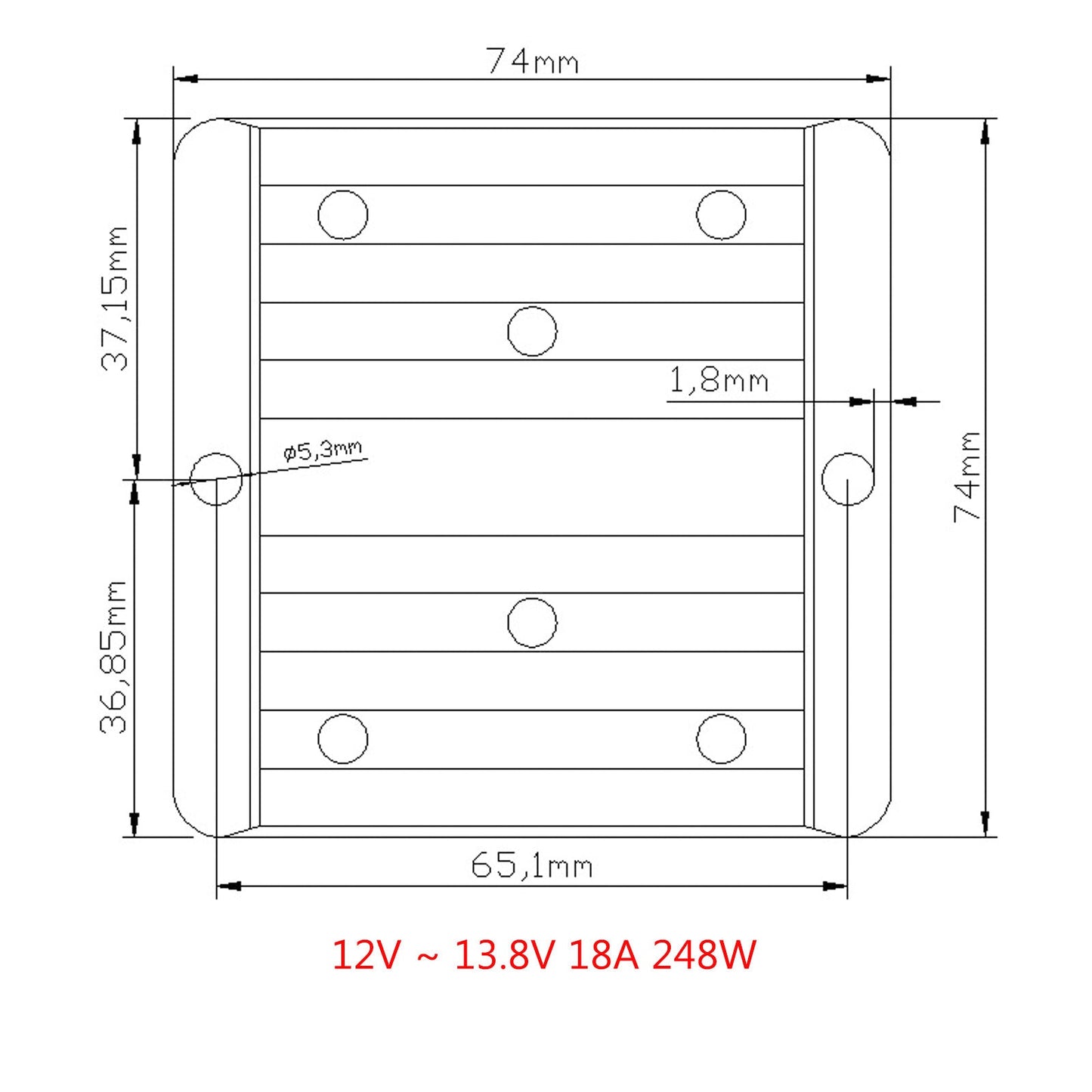 Regolatore del convertitore di alimentazione step-up impermeabile da 12 V a 13,8 V 18 A 248 W