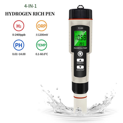 Penna per test portatile 4 in 1 ricca di idrogeno Tester per misuratore di qualità dell'acqua PH/ORP/TEMP
