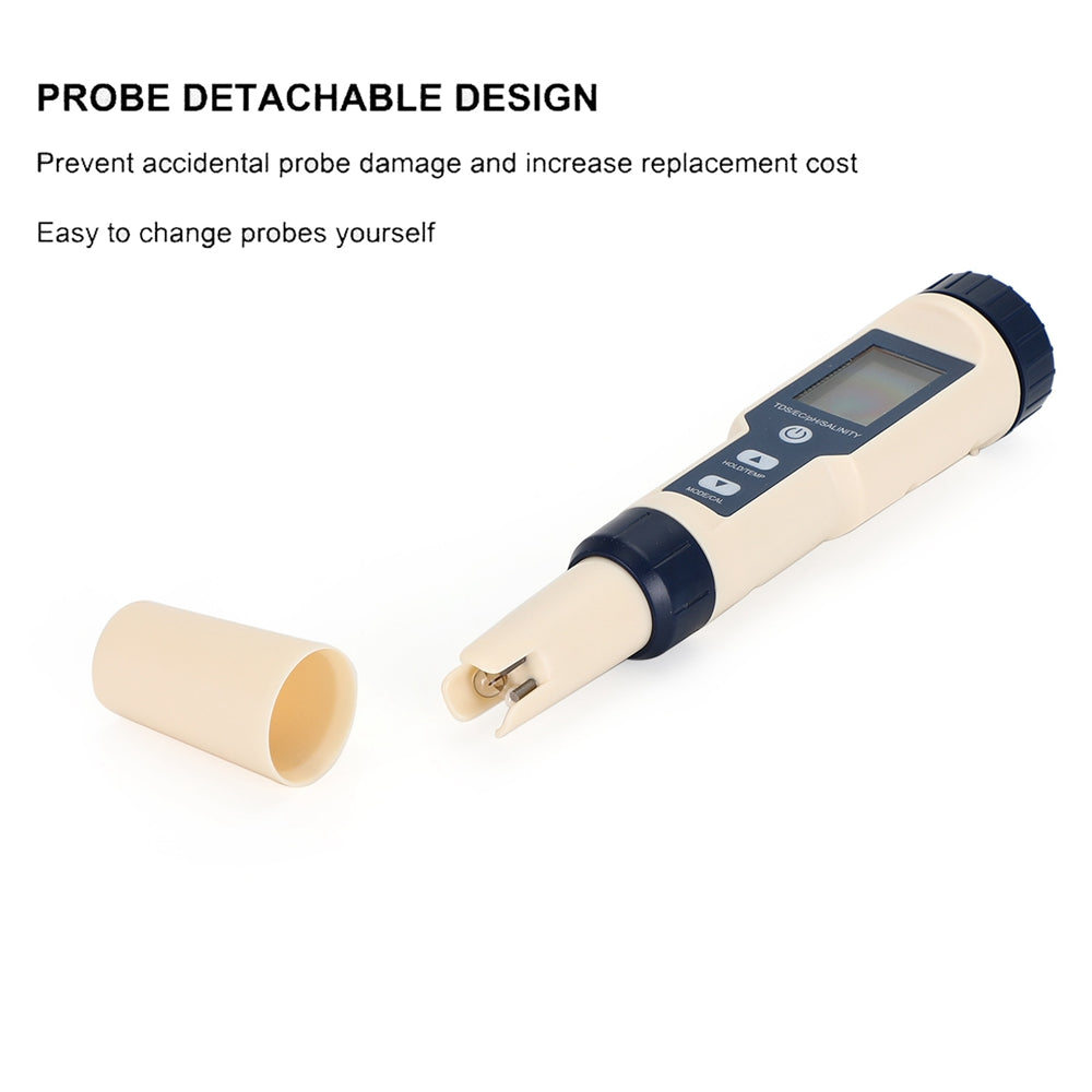 Strumento di test del misuratore di qualità dell'acqua digitale 5in1 PH/TDS/EC/Salinità/Temperatura