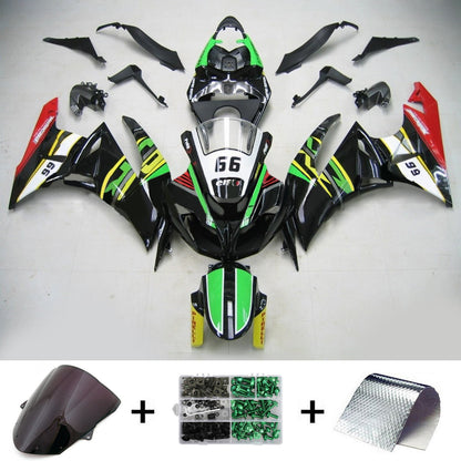 Amotopart Kawasaki 2009-2012 ZX6R 636 Kit di rivestimento colorato nero