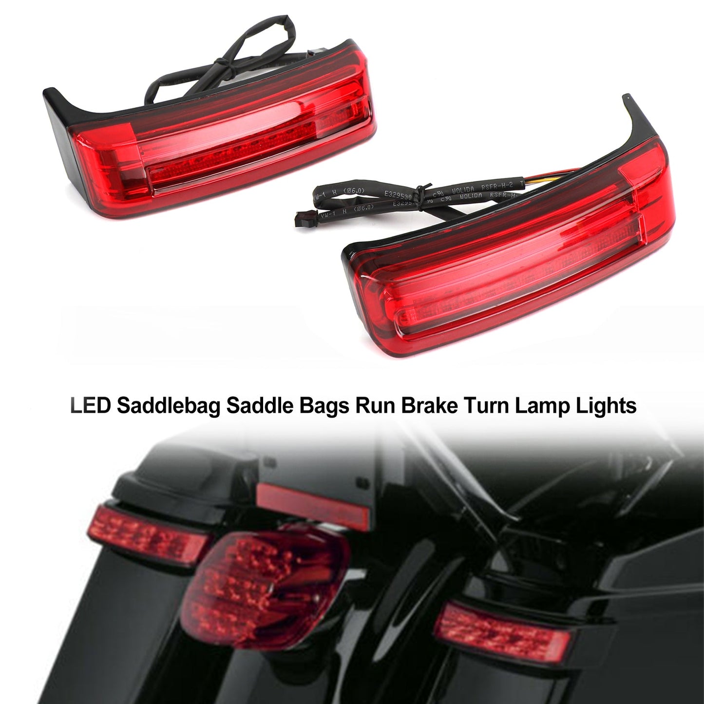 LED Bisaccia Borse da sella Run Brake Turn Lamp Lights per Touring 2014-2021 Generico