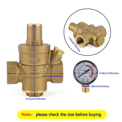 DN15 Riduttore Regolatore Pressione Acqua Regolabile 1/2" In Ottone Con Misuratore Generico