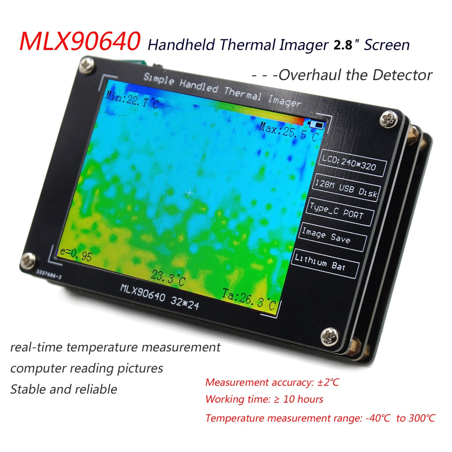 MLX90640 Termocamera da 2,8" termocamera per riparazioni elettroniche