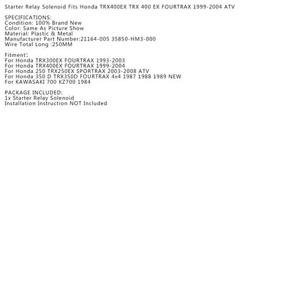 Solenoide relè di avviamento per Honda TRX300EX TRX 300 EX FOURTRAX 1993-2003 ATV NUOVO Generico