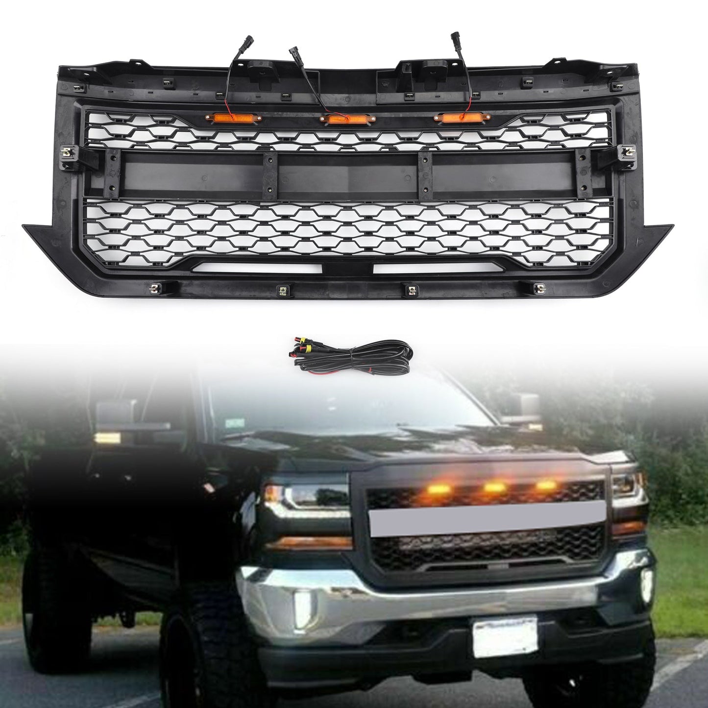 Sostituzione griglia LED Chevrolet Silverado 1500 per modelli 2016-2018 in nero