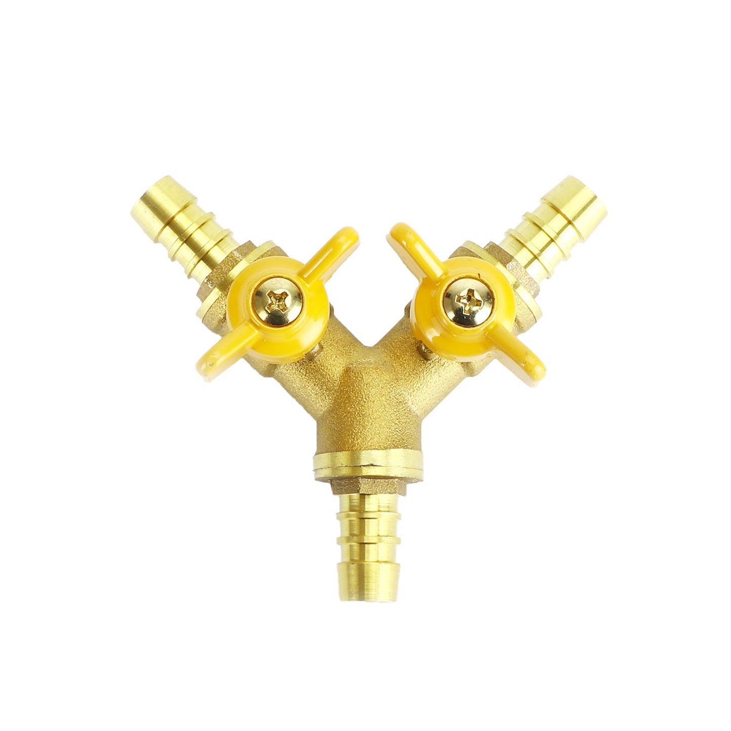Raccordo per valvola a sfera di intercettazione in ottone a 3 vie a forma di Y da 3/8 "ID