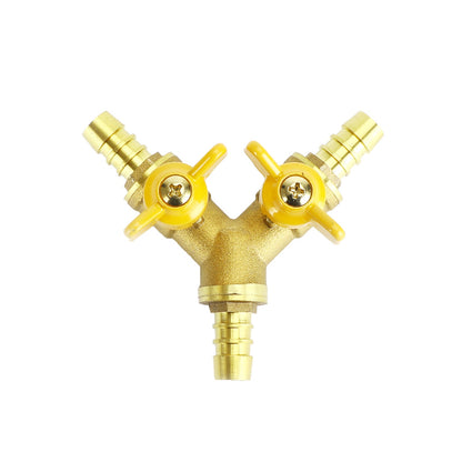 Raccordo per valvola a sfera di intercettazione in ottone a 3 vie a forma di Y da 3/8 "ID