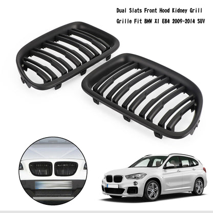 Nero opaco Dual Slats Front Hood Rene Griglia Griglia Fit BMW X1 E84 2009-14 SUV