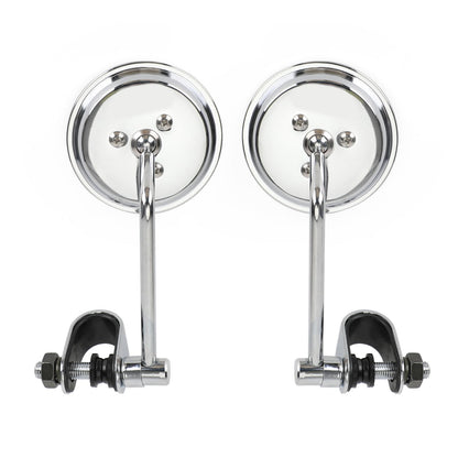 Morsetto vecchio stile su specchietti retrovisori rotondi da 3 pollici per Cafe Racer Chopper Bobber COPPIA Generico
