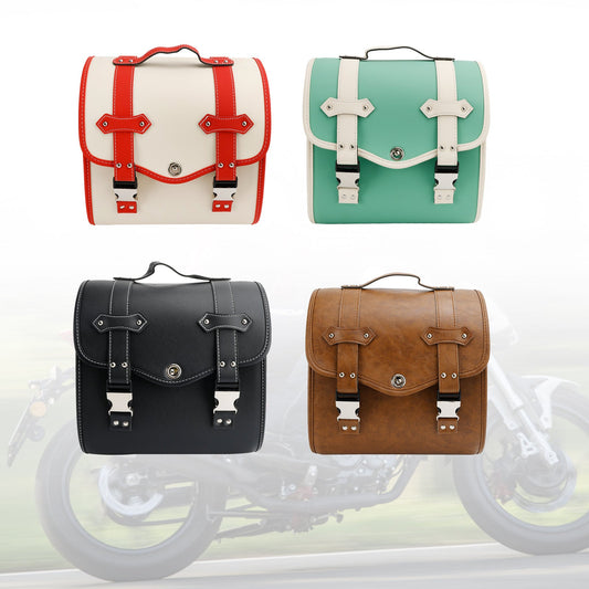 Borsa porta attrezzi laterale per borsa laterale Pu universale a sgancio rapido per moto Marrone