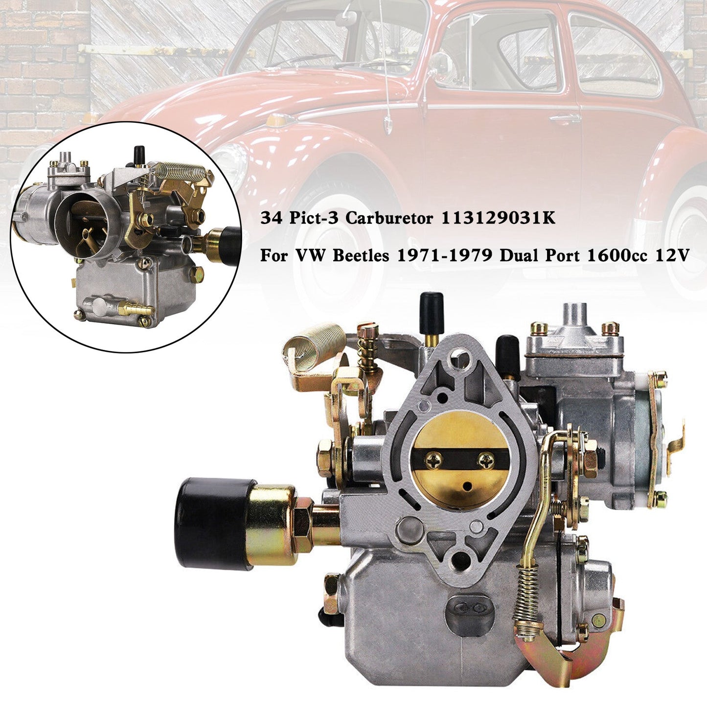 1971-1979 Volkswagen Maggiolino Super Beetle 34 Pict-3 Carburatore 113129031K