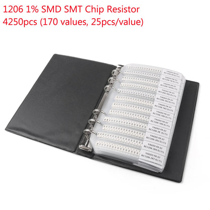 4250 PZ 1206 1% SMD Chip Resistore SMT 170 Valori Campione Kit YAGEO FAI DA TE