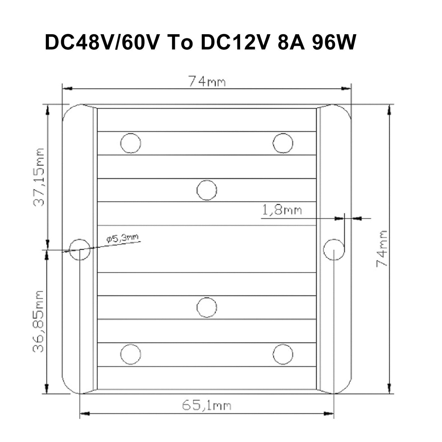 Impermeabile DC 48V/60V a 12V 96W 8A Regolatore del convertitore di alimentazione step-down