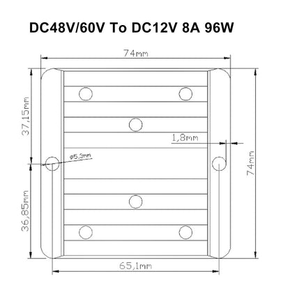 Impermeabile DC 48V/60V a 12V 96W 8A Regolatore del convertitore di alimentazione step-down