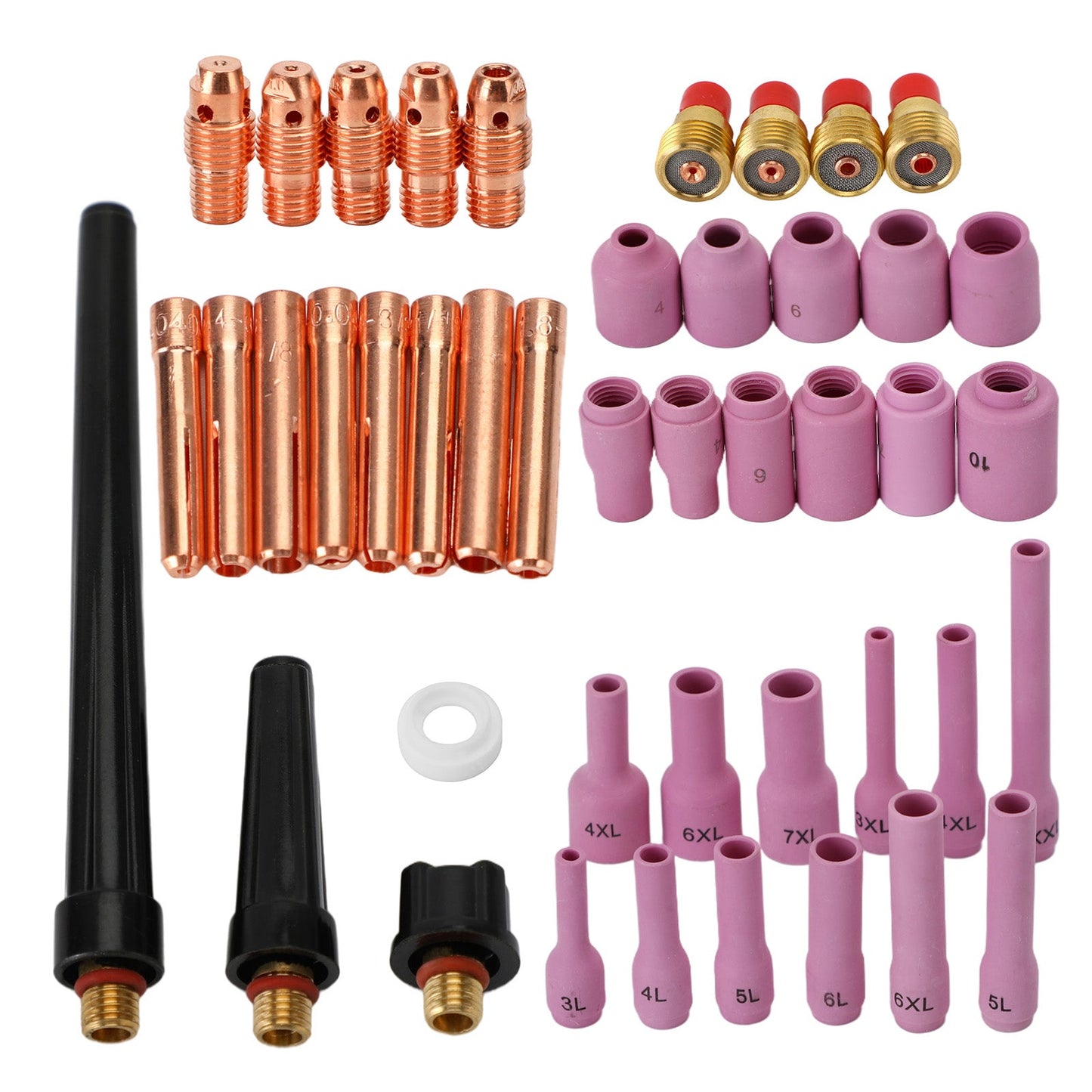 46Pcs Tig Gas Lens Collet Body Misura assortita Fit Tig Welding Torch Wp9 20 25