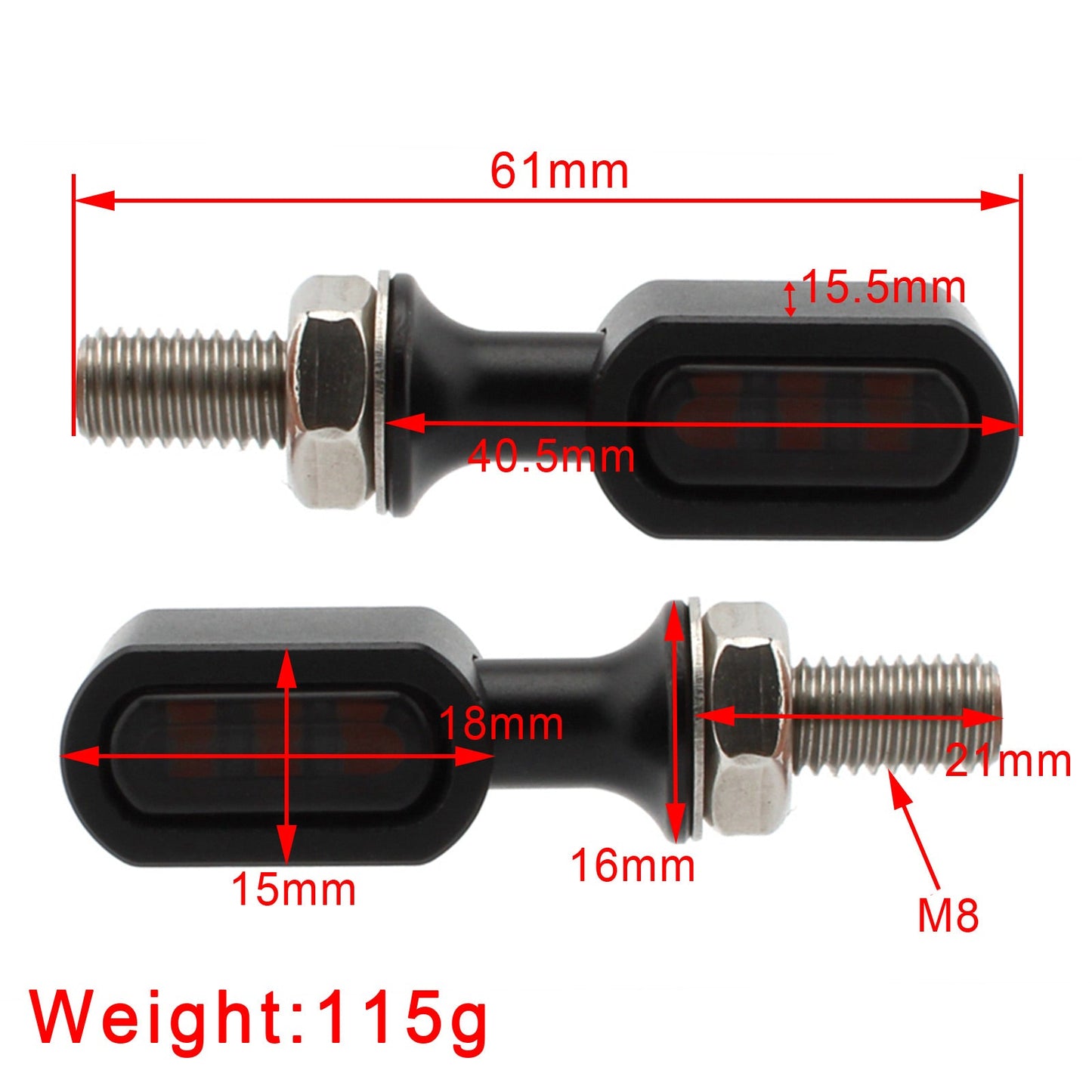 Indicatore di direzione a LED posteriore Mini E Mark per Sportster Touring Dyna Softail Generico