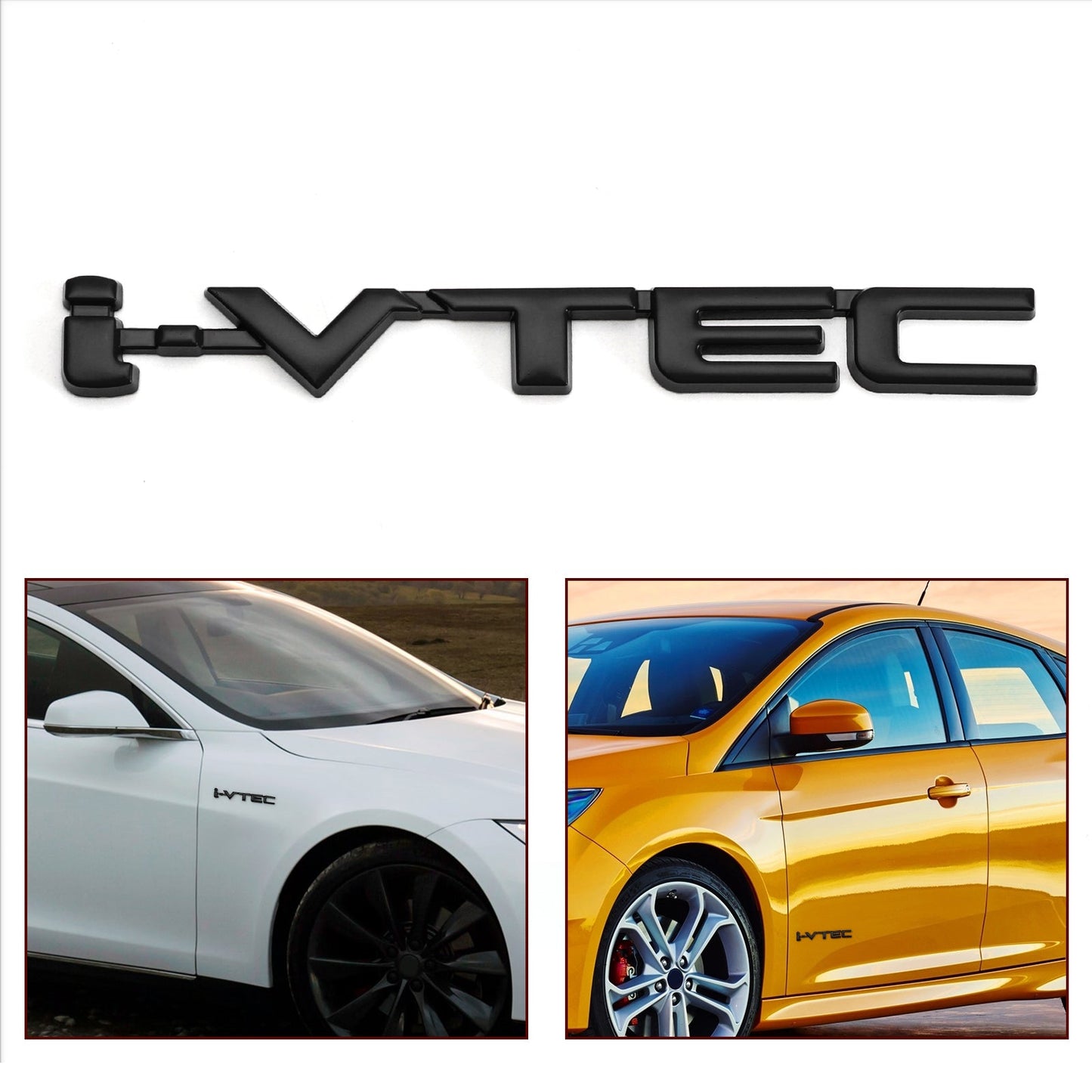 3D Metal i-VTEC Car Trunk Rear Turbo Fender Distintivo dell'emblema Decalcomanie Adesivi Argento Generico