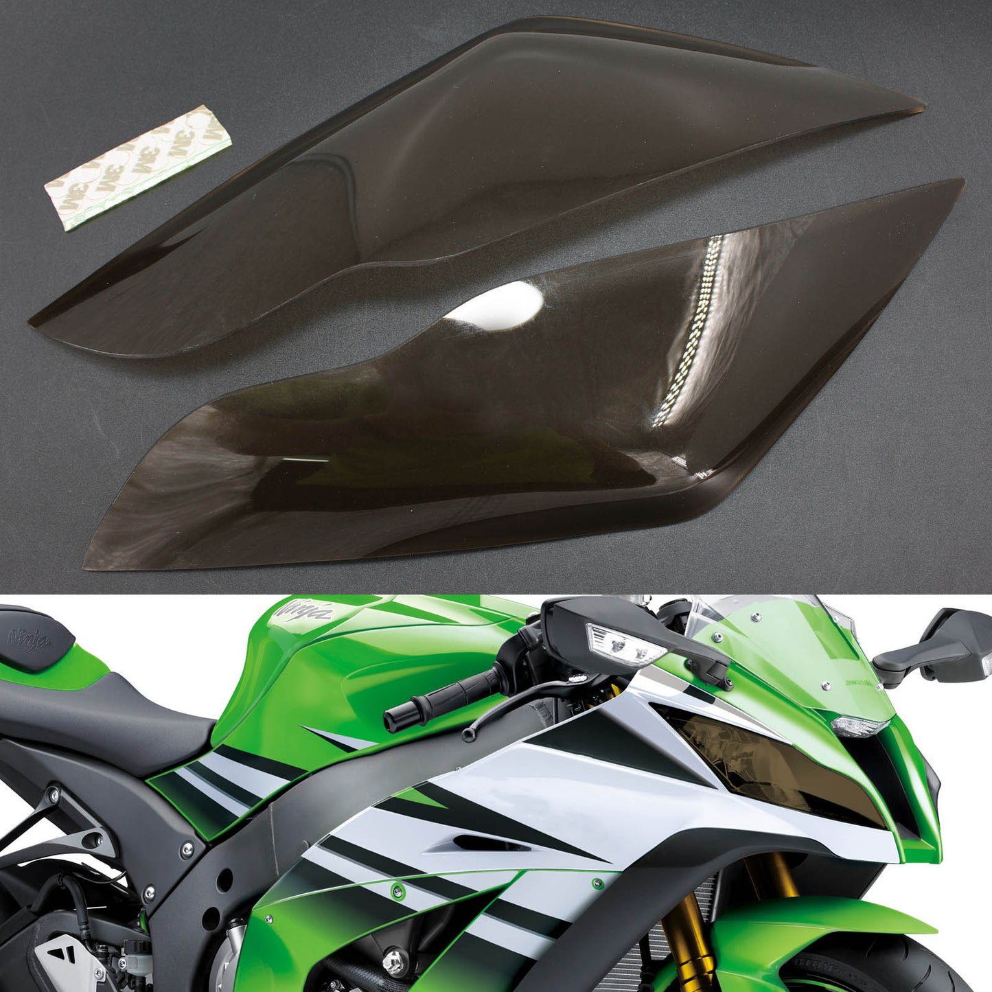 Protezione lente faro anteriore adatta per Kawasaki Zx-10R Zx 10R 2011-2015 fumo generico