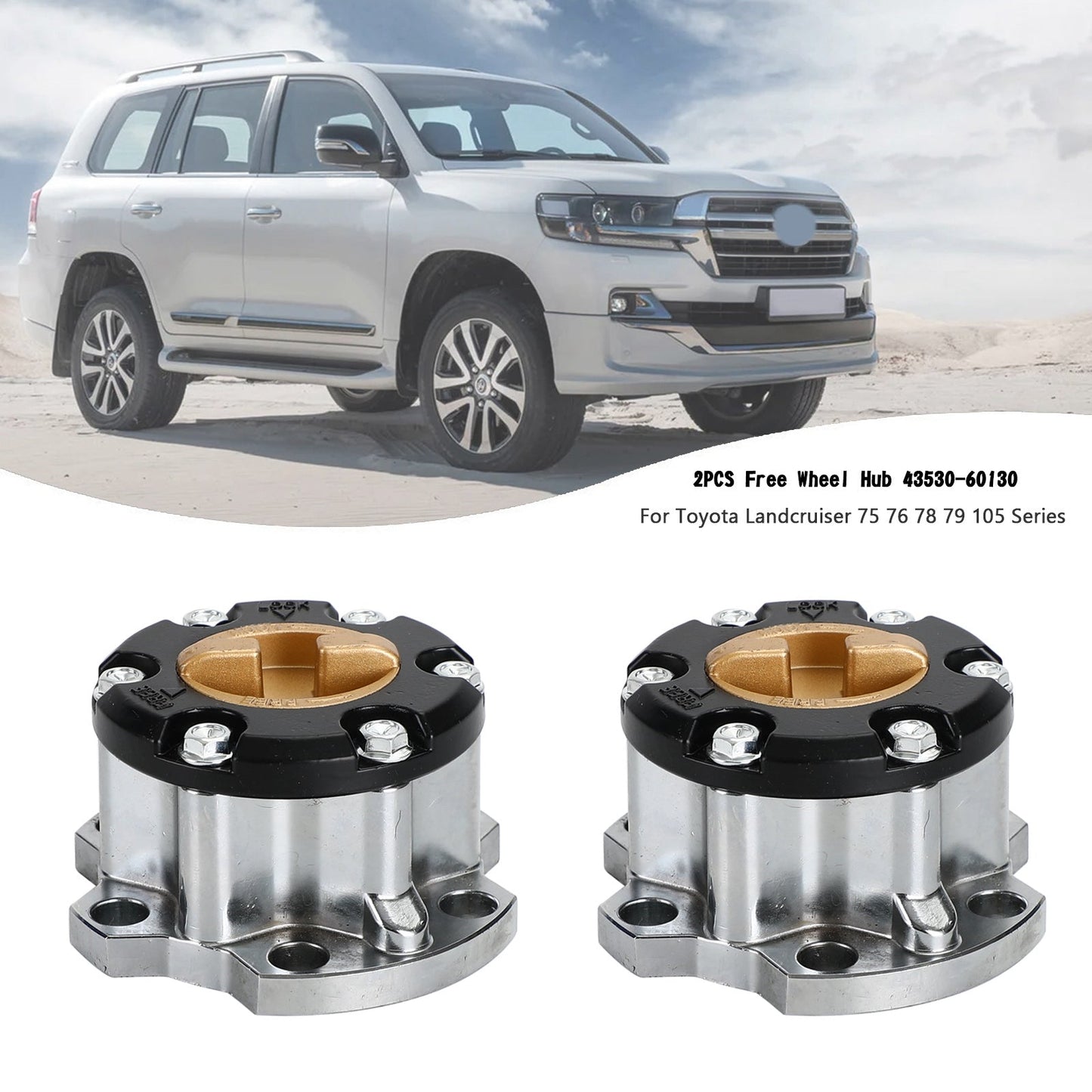 2x mozzo ruota libera 43530-60130 per Toyota Landcruiser 75 76 78 79 105 serie generico