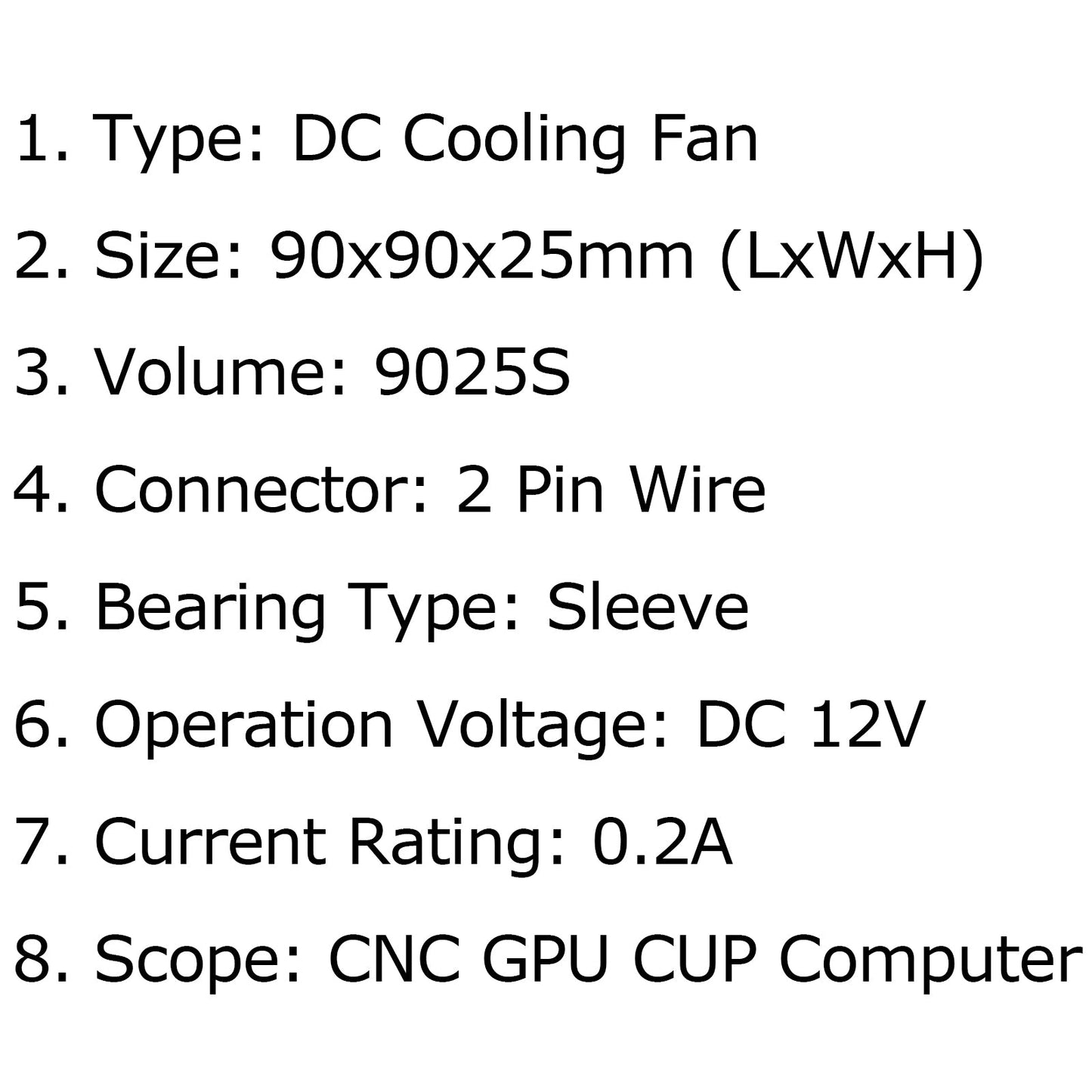 Ventola di raffreddamento senza spazzole CC 4 pezzi 12V 0.2A 9025S 90x90x25mm Ventola per computer CUP a 2 pin