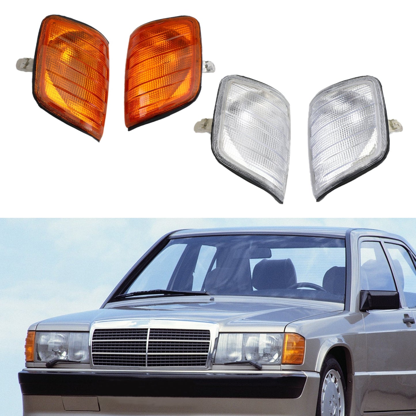 Coppia di luci d'angolo per luci di parcheggio per Mercedes-Benz Classe E W124 1986-1993 Generico