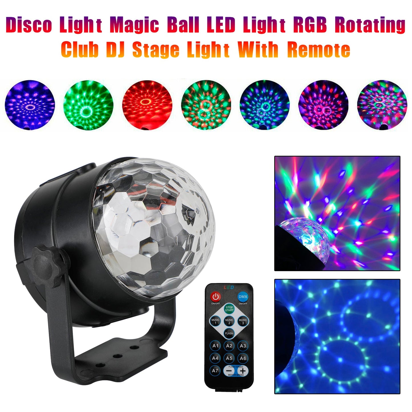 Disco Light Magic Ball LED RGB Rotante Club DJ Stage Light con telecomando