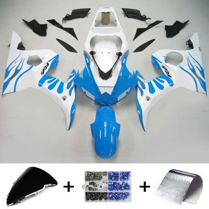 Amotopart Yamaha 2003-2004 YZF 600 R6 e 2006-2009 YZF R6S Kit di carenatura bianca blu