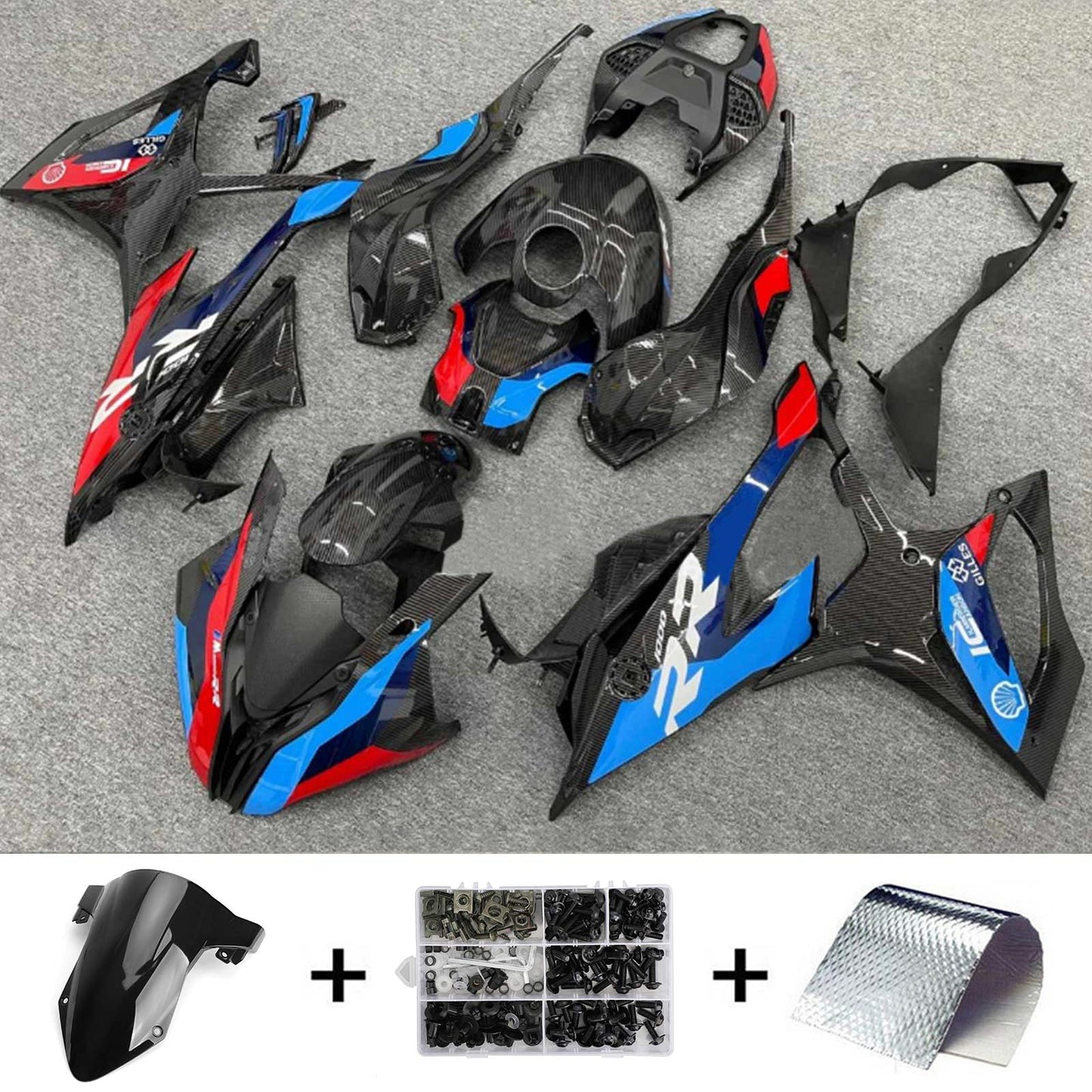 Amotopart BMW 2019-2022 S1000RR/M1000RR Kit di rivestimento rosso blu nero