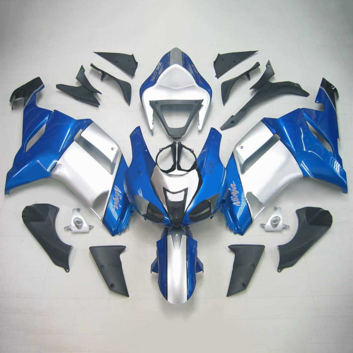 Amotopart Kawasaki 2007-2008 ZX6R 636 Blue Sliver Fearing Kit