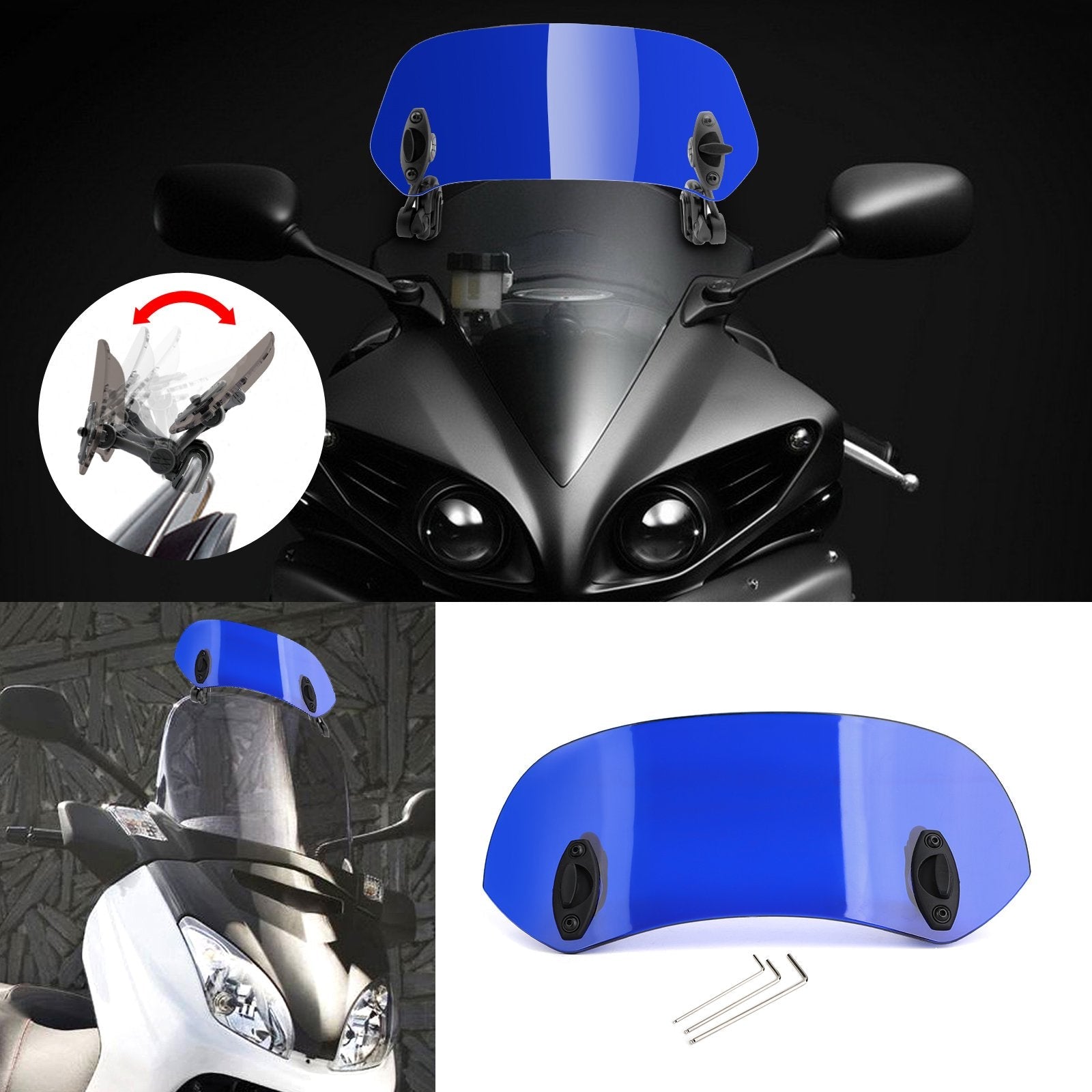 Motorcycle Adjustable Clip On Windshield Extension Spoiler Wind Deflector