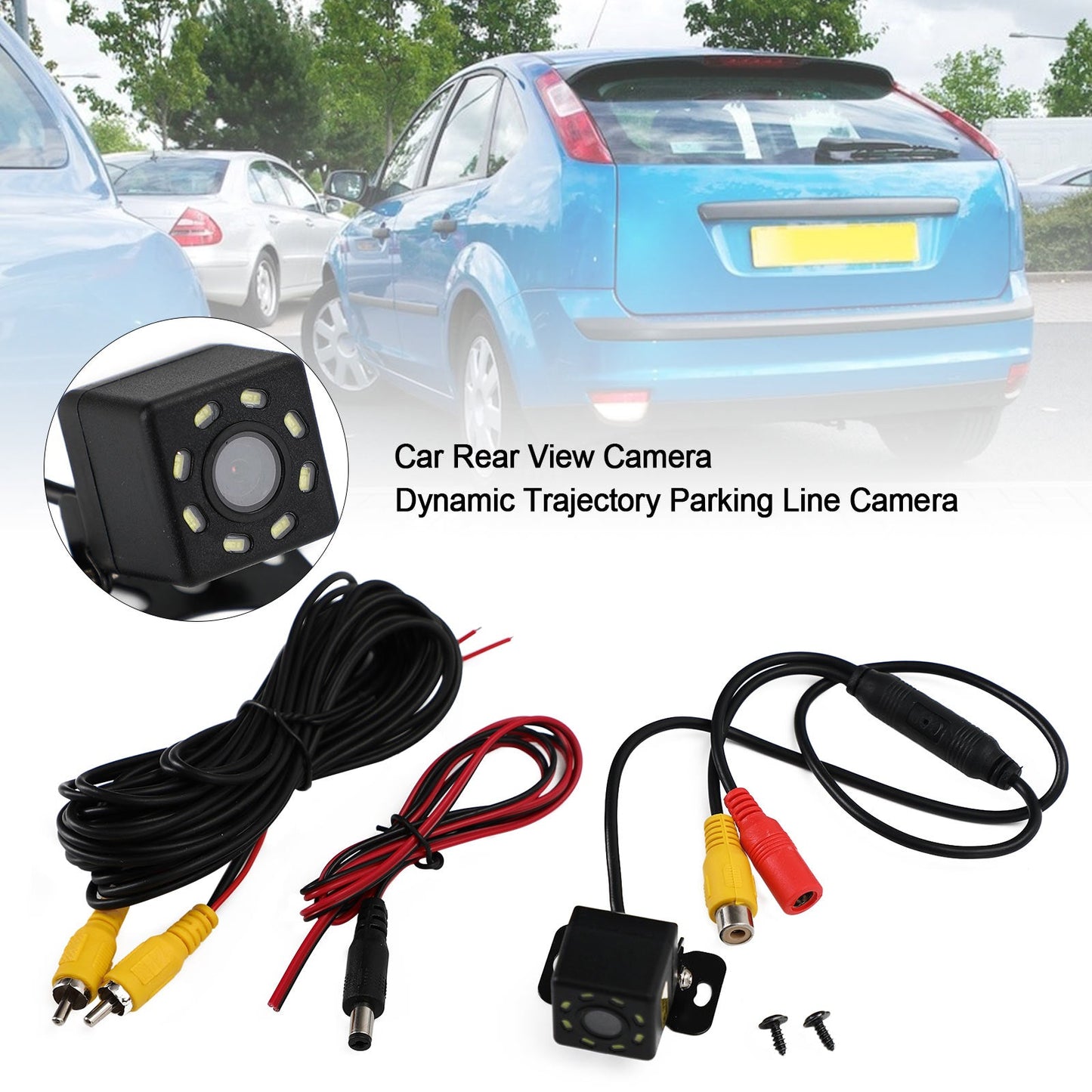 Dynamic Trajectory Parking Line Truck Car Reverse Backup Camera 8LED Night View