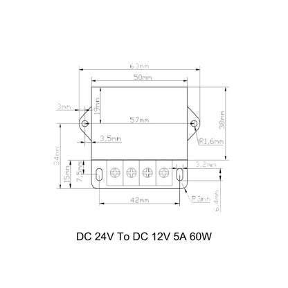 Regolatore di tensione CC Convertitore buck CC 24V a CC 12V 5A 60W Riduttore step-down