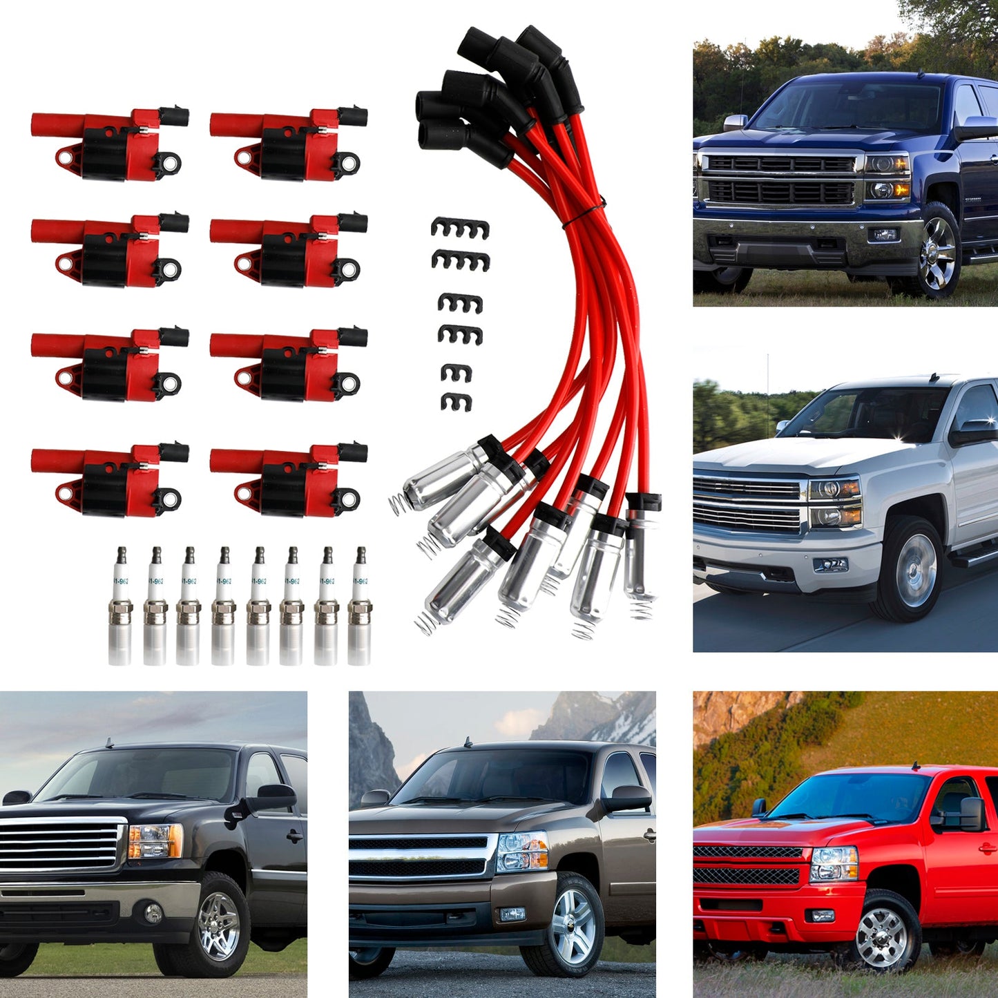 2007 GMC Sierra Chevrolet Silverado 1500 2500 3500 8x Bobina di accensione + Candela + Cavo UF414