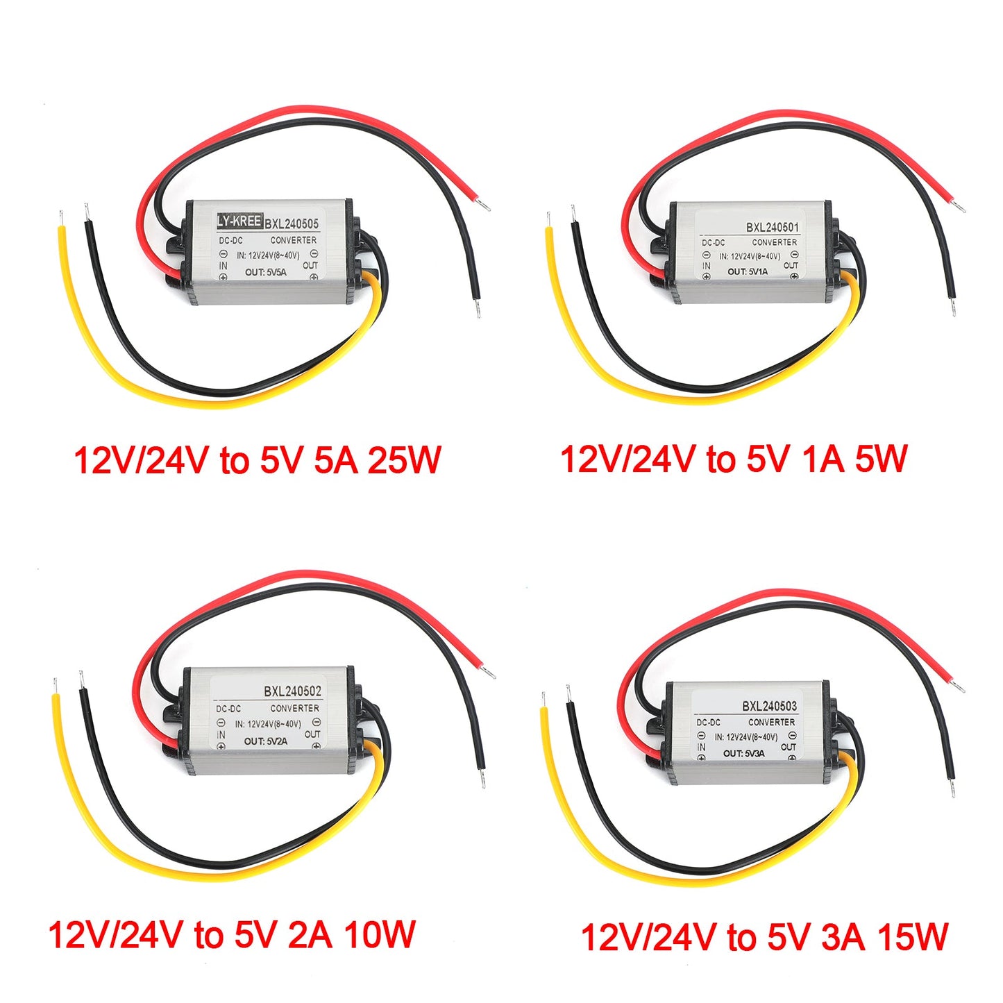 1 ~ 5A Regolatore di alimentazione del convertitore CC / CC impermeabile 12V / 24V Riduci a 5V