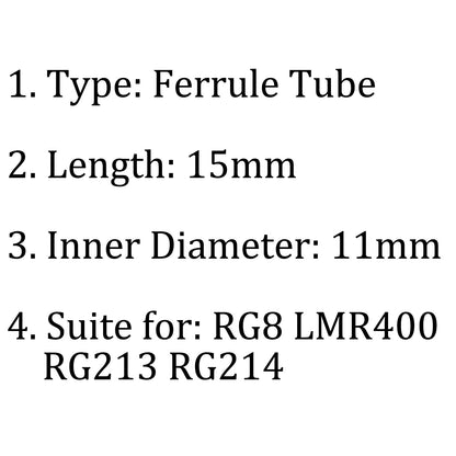10Pcs Crimp Manica Ghiera Tubo Tubo Per RG8 LMR400 RG213 RG214 Connettore del Cavo