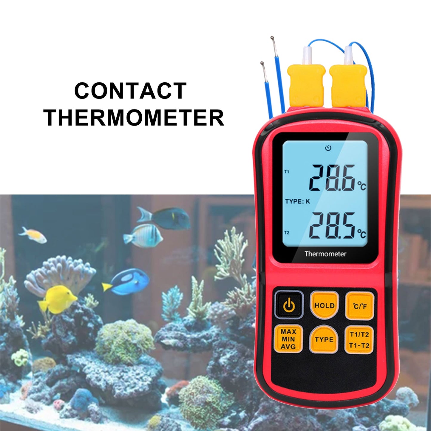 Termometro a termocoppia digitale Tester per misuratore di temperatura a doppio canale LCD