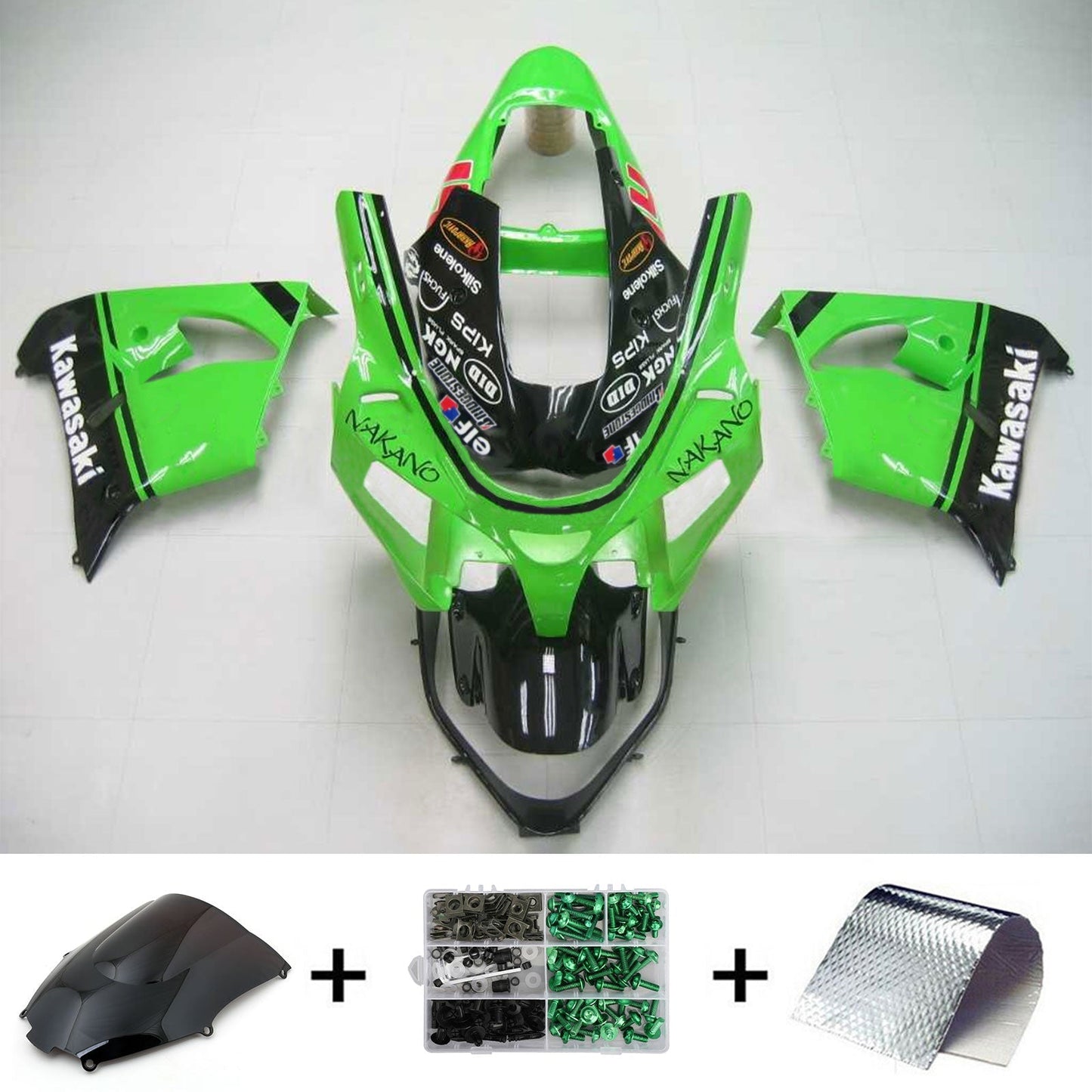 Amotopart Kawasaki 2002-2003 ZX9R Green Black Mix Termine