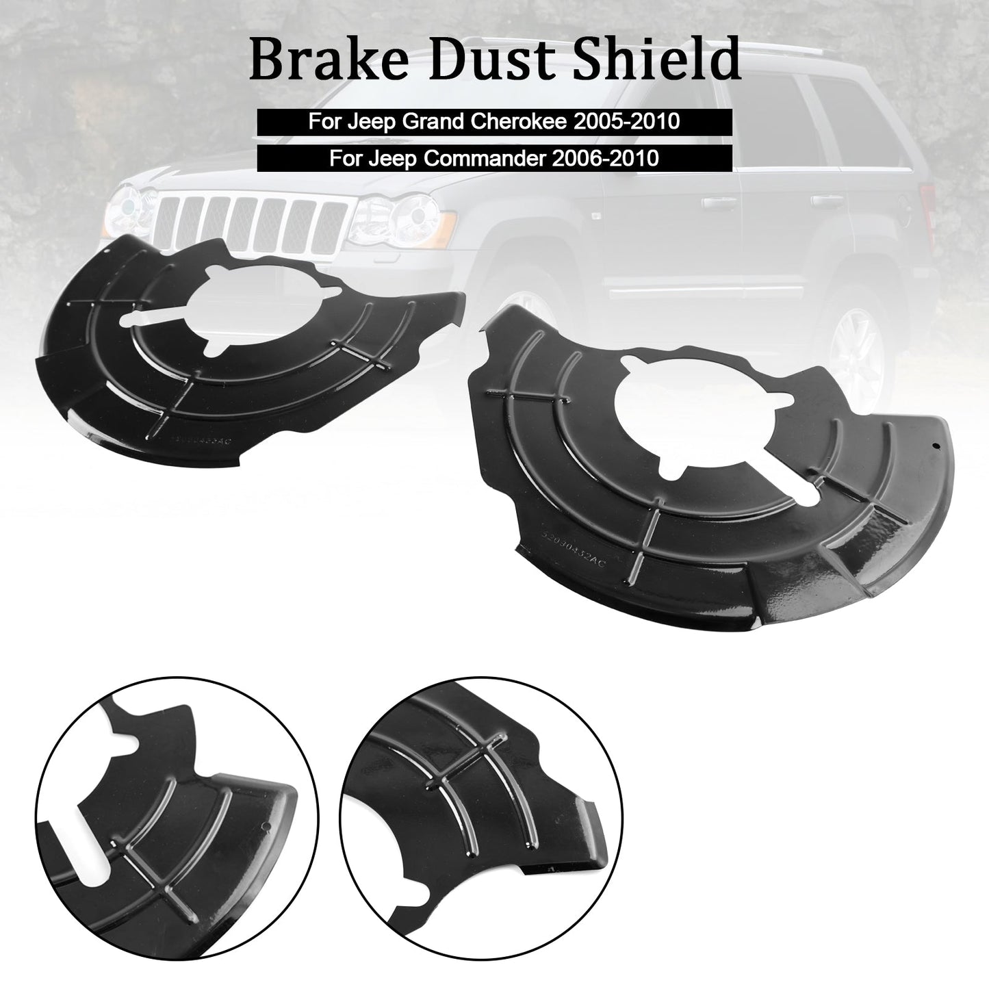 Parapolvere freno anteriore destro + sinistro per Jeep Grand Cherokee Commander 2005-2010