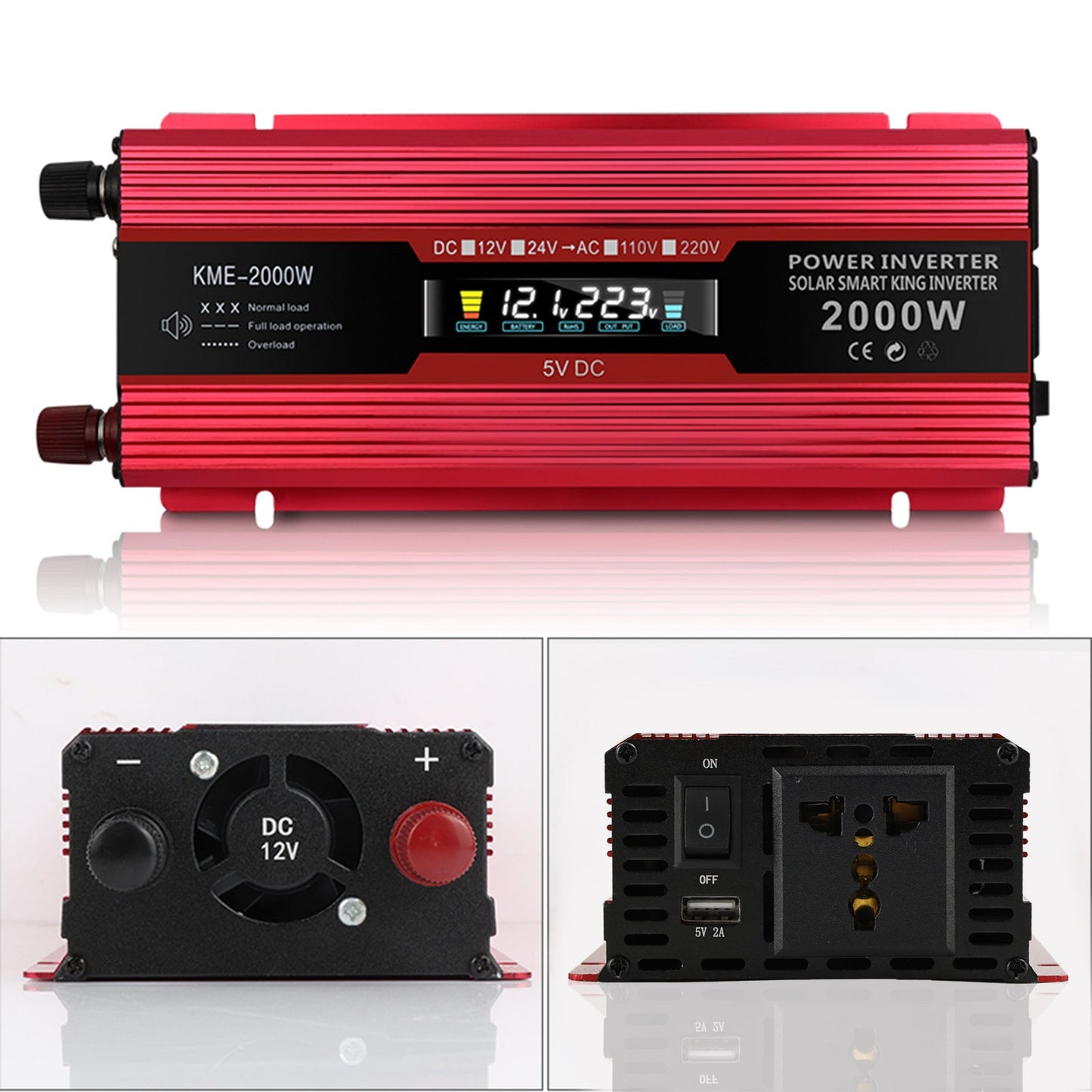 Convertitore di alimentazione per auto Convertitore DC 12V a AC 220V LCD 2000W Display LED trasformatore
