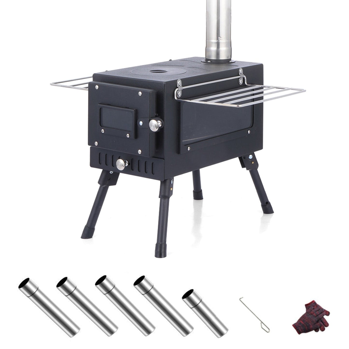 Stufa a legna da campeggio per tende portatili da esterno con tubo per cucinare in tenda